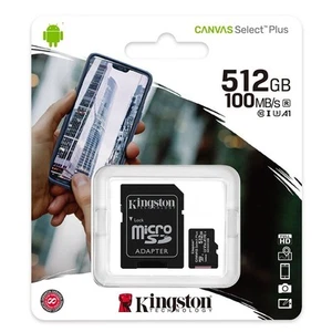 Kingston Canvas Select Plus 512GB microSD (SDXC) Card SDCS2/512GB + Adaptor - Picture 1 of 2