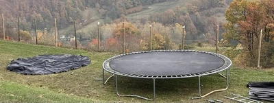 Domyos Tampolino Elastico per Giardino - Nero - 380cm + Tappeto Di Ricambio - Immagine 1 di 4