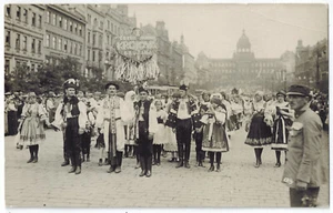 POSTCARD Czech Prague Vaclavske Namesti festival antique photo RPPC kroj costume - Picture 1 of 2