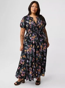 Maxi Vestido TORRID Negro Floral Pin Tuck Nuevo con Etiquetas Nuevo 2X - Imagen 1 de 9