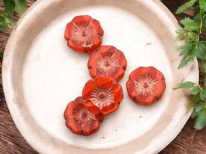 12mm Copper Washed Orange Opaline Czech Glass Hawaiian Flower Beads 12 Beads - Picture 1 of 4