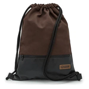 Leon By Bers Premium Turnbeutel Rucksack 35x45cm "DUNKELBRAUN PU SCHWARZ" - Bild 1 von 6