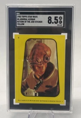 1983 Topps Star Wars Return of the Jedi Sticker #6 Admiral Ackbar yellow SGC 8.5 - Image 1 of 2