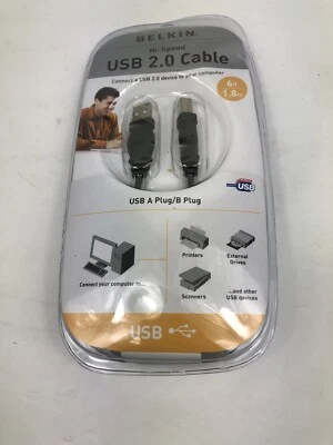 Belkin High Speed USB 2.0 Cable 6 Foot 1.8 m Brand New in Packaging  - Image 1 of 2