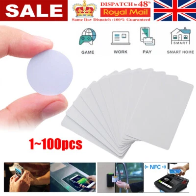 1-100PCS NTAG215 White Blank NFC Cards Tags NTAG 215 Waterproof RFID PVC Lot
