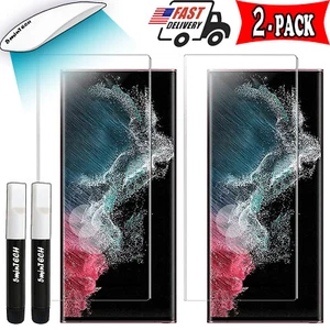 [2 Stück] Für Samsung Galaxy S22 Ultra UV Kleber Hartglas Displayschutzfolie - Bild 1 von 8