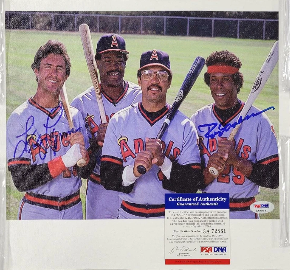 Rod Carew & Fred Lynn signed California Angels 9x11 Canvas Photo ~ PSA/DNA COA - Image 1 of 1