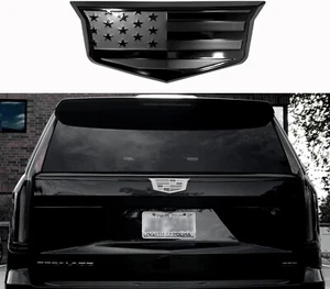 2015-2020 REAR American Black Flag Overlay Metal Emblem for Cadillac Escalade - Picture 1 of 14