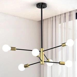 Modern Sputnik Chandeliers For Dining Room Height Adjustable Semi Flush Black An - Picture 1 of 7