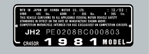 HONDA CR450R HEADTUBE / FRAME DECAL - Picture 1 of 1