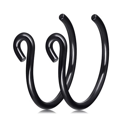 2pcs C-shaped Fake Nose Ring Labret Lip Ring Surgical Steel Piercing Clip On 20G - Image 1 of 4