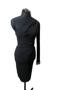 Gorgeous Couture Dress Small Off Shoulder Jewelled Cuff Stretch Bodycon Black - Picture 1 of 12