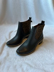 Kate Spade Sedgwick Black/Animal Print Rain Boots Size 4/5 Leopard, women's - Picture 1 of 5