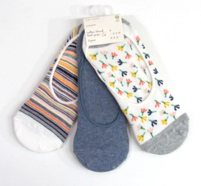 Calcetines forradores blancos/azules A New Day para mujer florales diente de león 3pk talla 4-10 Foto 1 de 4