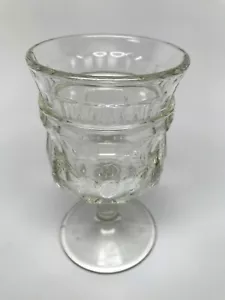 Antico calice vino/acqua EAPG JENKINS VETRO TRASPARENTE "PANNELLATO GIRASOLE" 5,5" - Foto 1 di 5