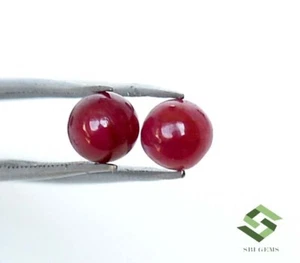 Coppia di cabochon tondi rubini naturali 5,25 mm 2,23 CTS pietre preziose sfuse certificate - Foto 1 di 8