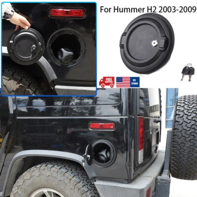 For Hummer H2 2003-2009 Black Locking Fuel Door Gas Tank Cap Cover Aluminum US - Image 1 of 4