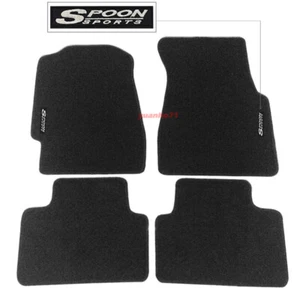 For 92-95 Honda Civic Black Floor Mats Nylon Carpet Front Rear Non-slip w/ SPOON - Picture 1 of 1