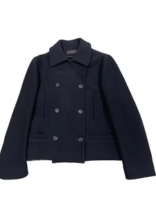 NARCISO RODRIGUEZ BLACK WOOL BLEND PEACOAT JACKET COAT DOUBLEBREASTED 8 ITALY - Picture 1 of 13