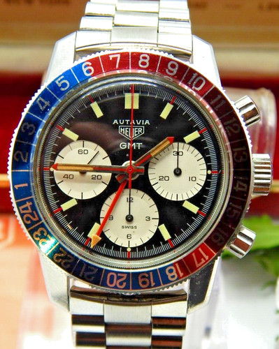 Vintage Heuer Autavia 2446 C Super Clean Chronograph 17jewel watch w Pepsi Bezel