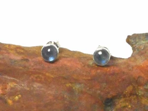 Blue Round KYANITE Sterling Silver 925 Gemstone Stud Earrings - 5 mm - Picture 1 of 5