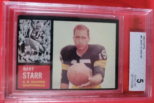 BART STARR 1962 TOPPS CARD GRADED BECKETT BVG 5 EXCELLENT GREEN BAY PACKERS - Picture 1 of 2