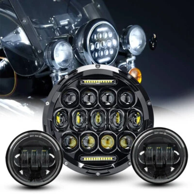 Faro LED de 7 pulgadas y luces antiniebla de paso para Harley Davidson Road King Foto 1 de 4