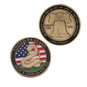 Snake Don't Tread On Me Challenge Coin 1776 Liberty Bell Medal Commemorative - Picture 1 of 12
