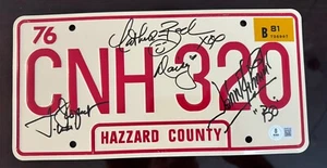 THE DUKES OF HAZZARD Signed Autograph General Lee Metal License by 3 Beckett COA - Picture 1 of 1