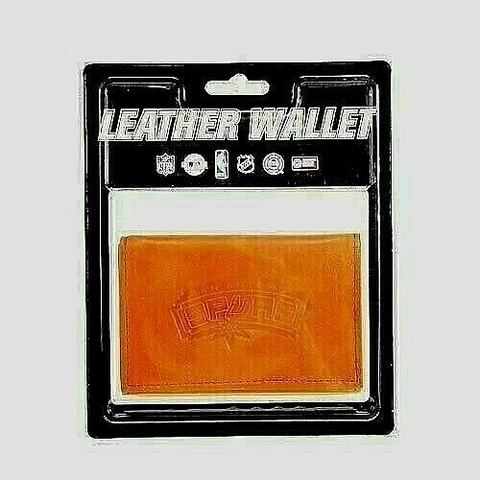 SAN ANTONIO SPURS NBA TAN LEATHER TRI-FOLD WALLET EMBOSSED TEAM LOGO NEW Cover