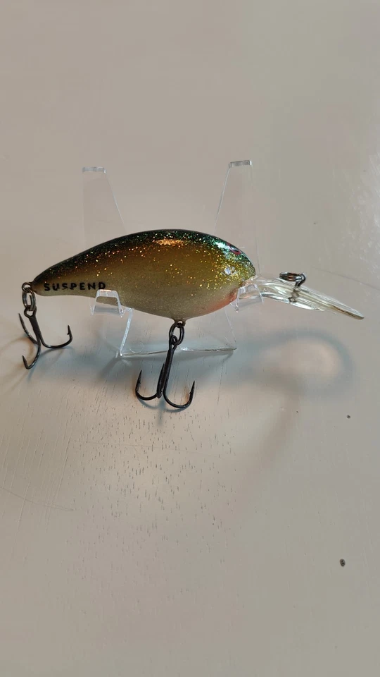 Vintage Bill Norman Lures Sparkle Baby Bass Lure Crankbait Green Silver 2.75" - Image 1 of 4