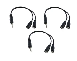 3X 14cm 3.5mm Earphone Headphone Y Splitter Cable Adapter Jack Male To Dual F... - Picture 1 of 3