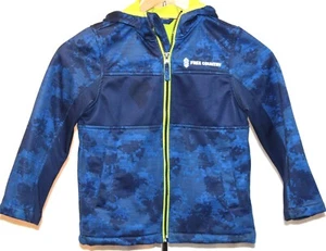 Free Country Child Size Small Blue Yellow Lining Zipper Long Sleeve Hood Pocket - Picture 1 of 6