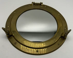 Brass Mirror Maritime Porthole Round Glass Nautical Boat Ship Porthole 12" Vtg - Picture 1 of 8