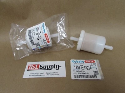 2 GENUINE KUBOTA DIESEL ENGINE FUEL FILTER PART 12581-43012 - inline filter OEM