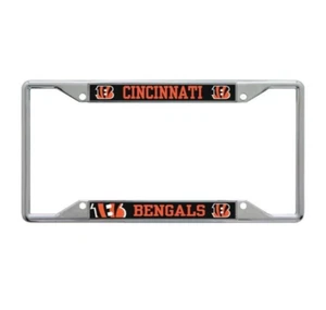 CINCINNATI BENGALS METAL LICENSE PLATE FRAME HIGH QUALITY DOMED GRAPHICS NFL - Picture 1 of 1