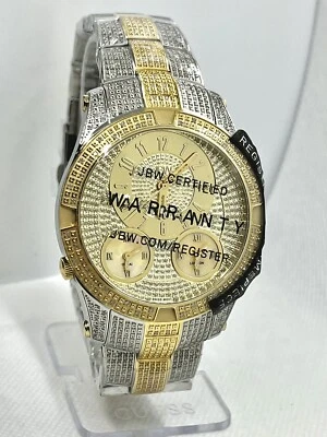 JBW MEN'S BIG JET SETTER III TWO-TONE 118 DIAMONDS 3 TIME ZONE WATCH J6348C - Image 1 of 4