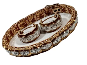 Set bracciale e orecchini Technibond accento diamante e sterling con lavaggio oro - Foto 1 di 9