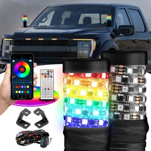 For 2015-2023 Ford F150 0.7FT Spiral LED Whip Light RGB Chasing+Ditch Mount+Wire - Picture 1 of 11