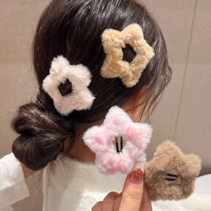 Plush Star Hair Clip Pentagram Bangs Side Clip Fluffy Star-shaped Fixed BB Clip - Picture 1 of 48