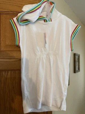 NUEVO Traje de baño de tela de rizo con capucha blanco talla 4 para niñas 50 UPF Foto 1 de 3