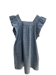 Crewcuts Denim Dress Girls 8 Pullover Blue Floral Stripe A Line - Picture 1 of 5