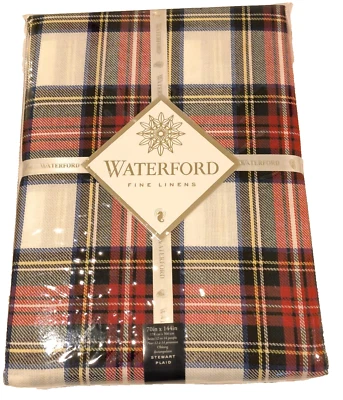 Mantel oblongo Waterford Stewart a cuadros 70"x144" Navidad rojo verde azul NUEVO Foto 1 de 4
