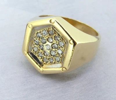 Anillo de oro amarillo sólido de 10 quilates con diamantes reales para hombre talla 9,5 Foto 1 de 4