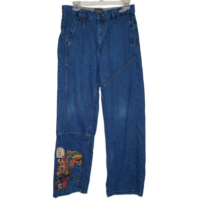 Jeans azules vintage Fubu Platinum Harlem Globetrotters jóvenes niños talla 18 LE Foto 1 de 4