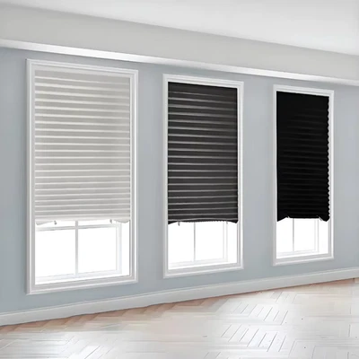 Pleated Curtains High Blackout Non-Woven Pleated Simple Window Shades Curtains - Image 1 of 4