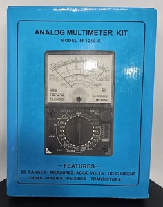 New Elenco M-1250-K Analog Multimeter Kit, 29 Ranges, AC/DC Volts, OHMS, Diodes - Picture 1 of 3