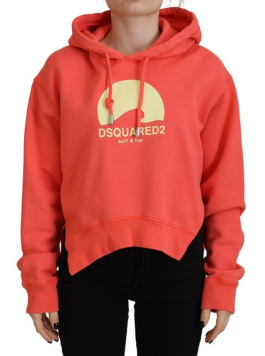 DSQUARED2 Felpa con cappuccio Dsquared² rosa stampa logo cotone maglione donna autentica