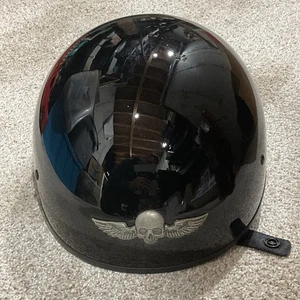Medio casco de moto Harley Davidson punto negro talla grande con bolsa - Imagen 1 de 5