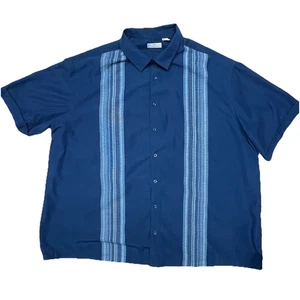 Camisa Azul Café Luna Abotonada Para Hombres Manga Corta Panel Cuello 3XL - Imagen 1 de 7